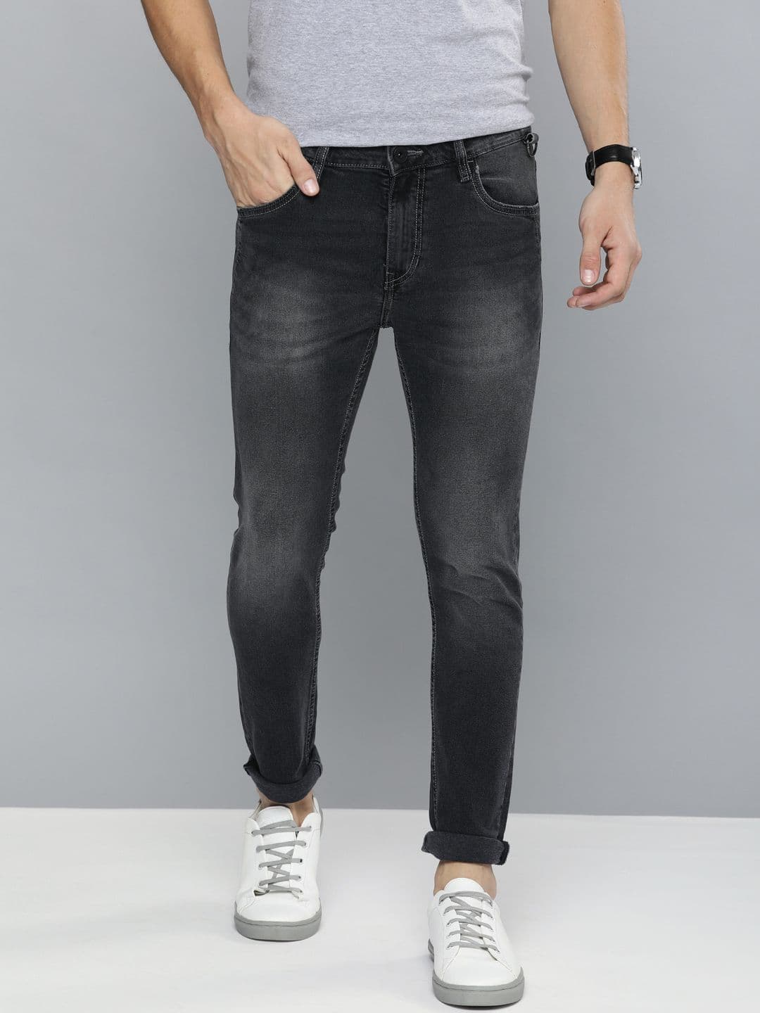 Mast & Harbour Men Black Skinny Fit Mid-Rise Clean Look Stretchable Jeans - view 1