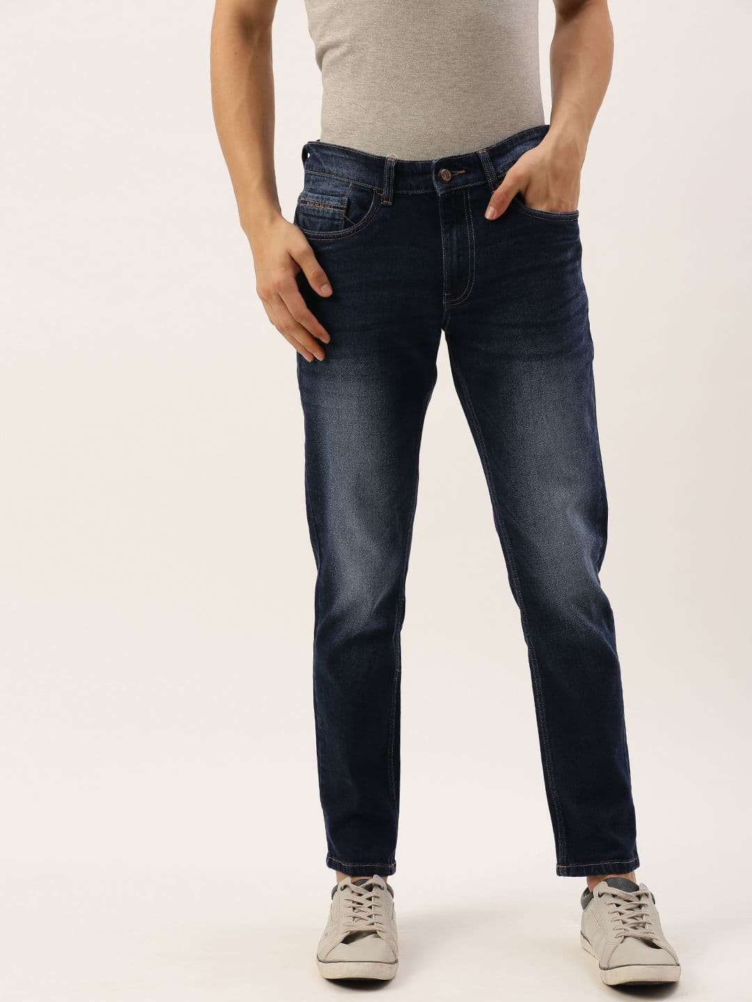 The Indian Garage Co Men Blue Slim Fit Mid-Rise Clean Look Jeans - view 1