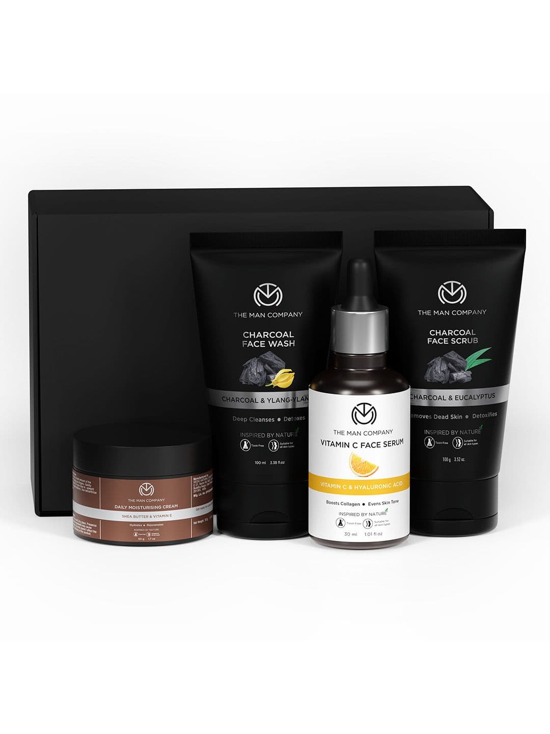 THE MAN COMPANY Set of 4 Face Serum Charcoal + Face Wash + Face Scrub & Moisturising Cream - view 1