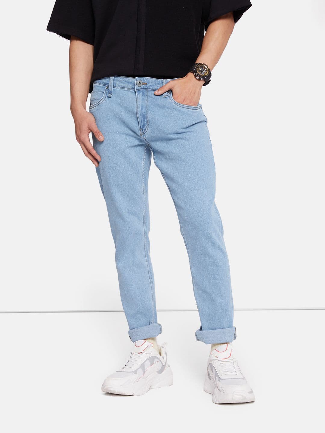 The Roadster Lifestyle Co. Men Light Blue Nostalgic Back to School Vintage Straight Jeans - view 1