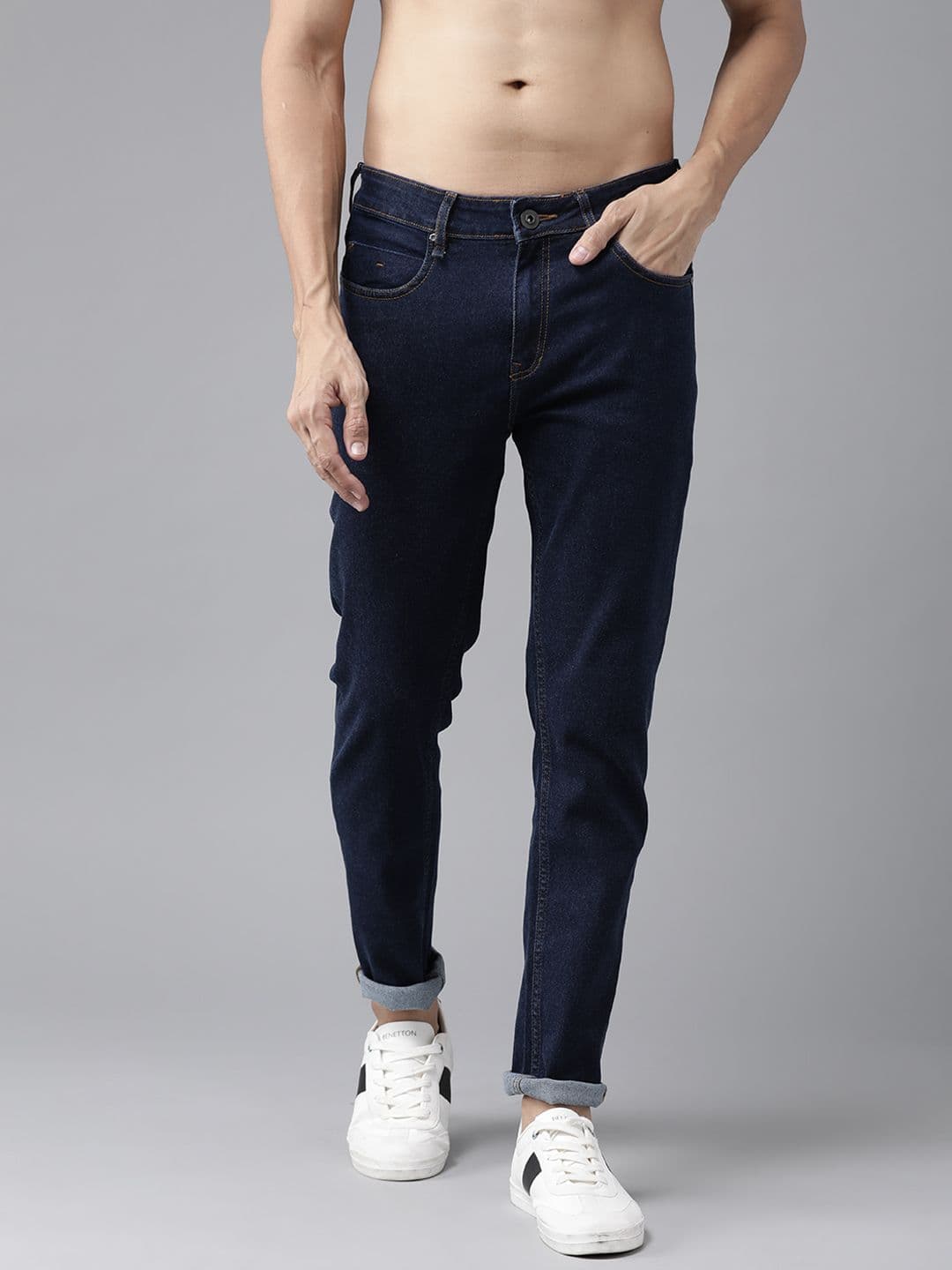 Roadster Men Navy Blue Slim Tapered Fit Mid-Rise Clean Look Stretchable Jeans - view 1