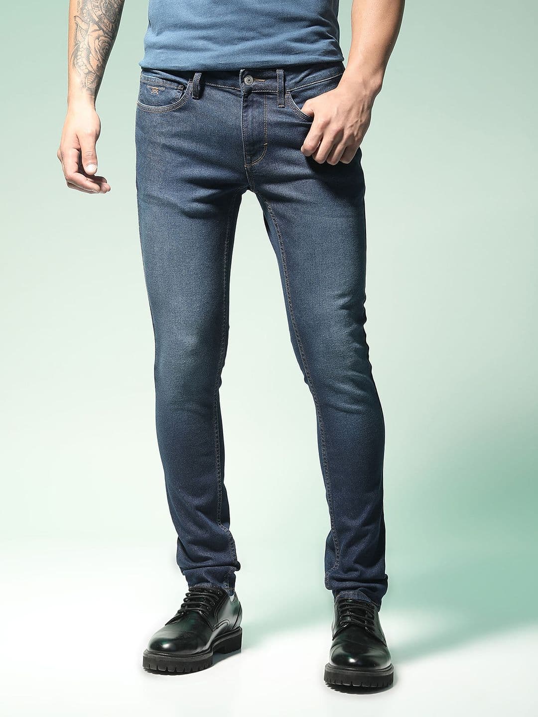 Flying Machine Men Navy Blue Skinny Jackson Fit Mid-Rise Clean Look Stretchable Jeans - view 1