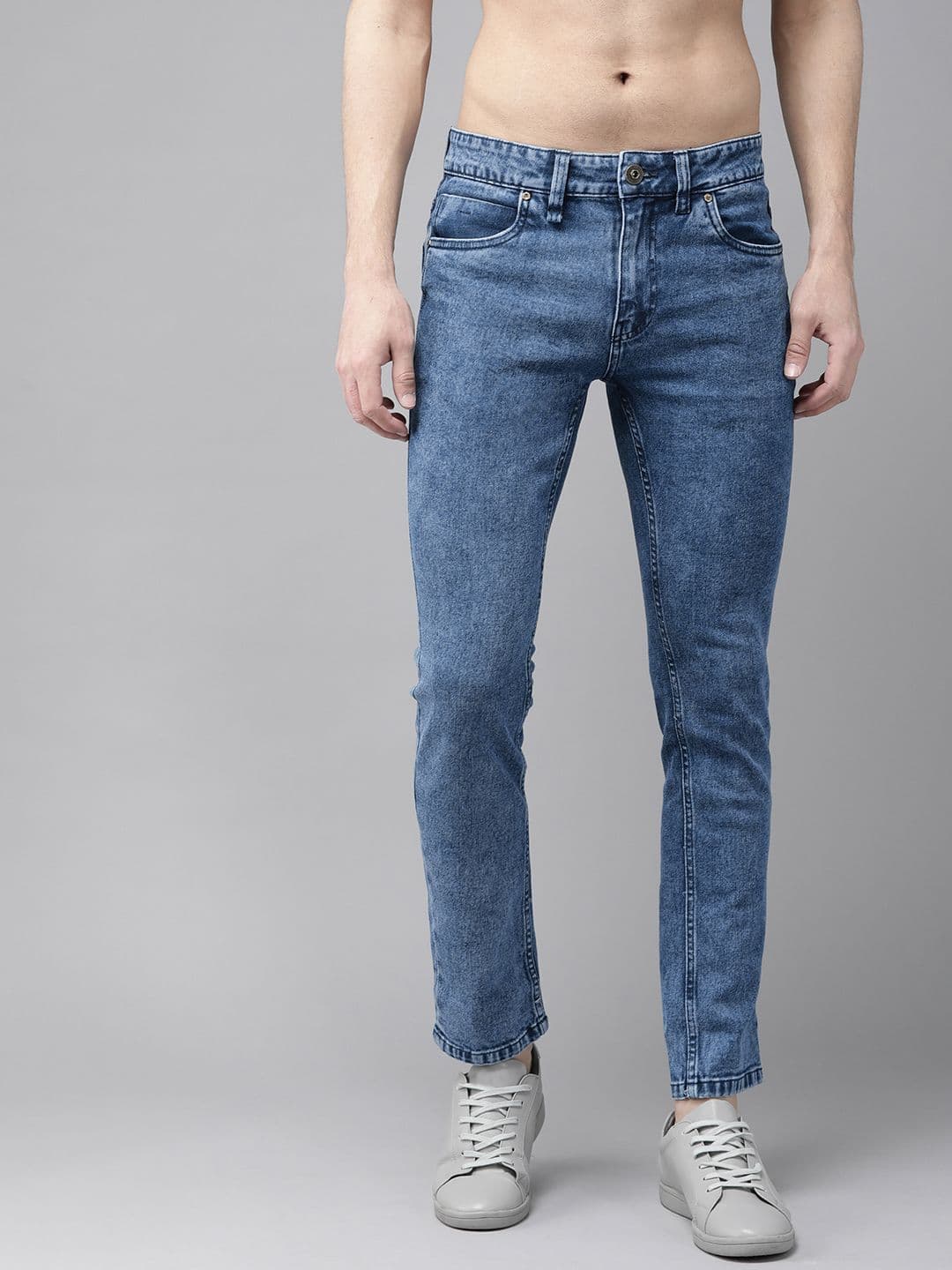 Roadster Men Blue Skinny Fit Mid-Rise Clean Look Stretchable Cropped Jeans - view 1
