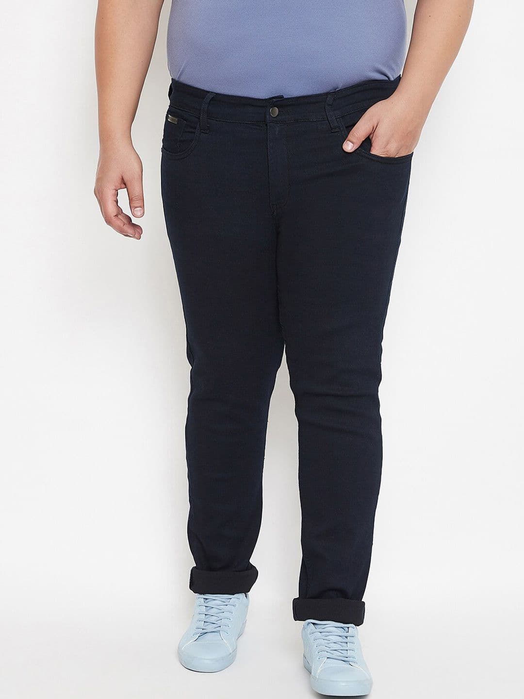 Instafab Plus Size Men Navy Blue Mid-Rise Clean Look Jeans - view 1
