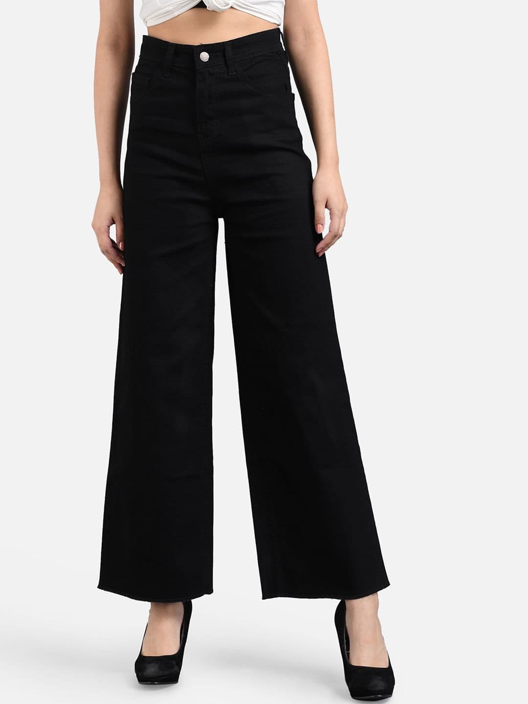 Kotty Women Black Wide Leg High-Rise Clean Look Jeans - view 1