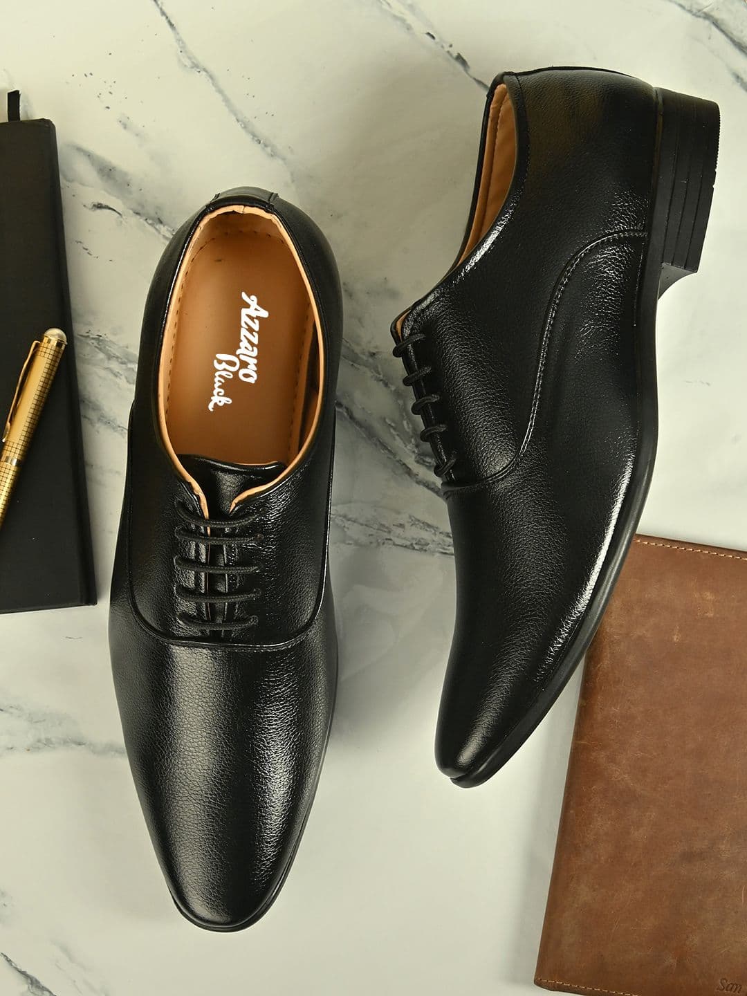 Azzaro Black Men Black Solid Formal Oxfords - view 1