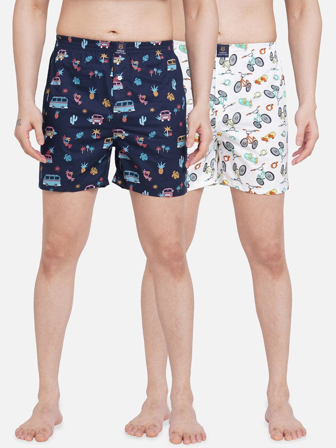 URBAN SCOTTISH Men Pack of 2 Printed Pure Cotton Boxers RE-USBX1805