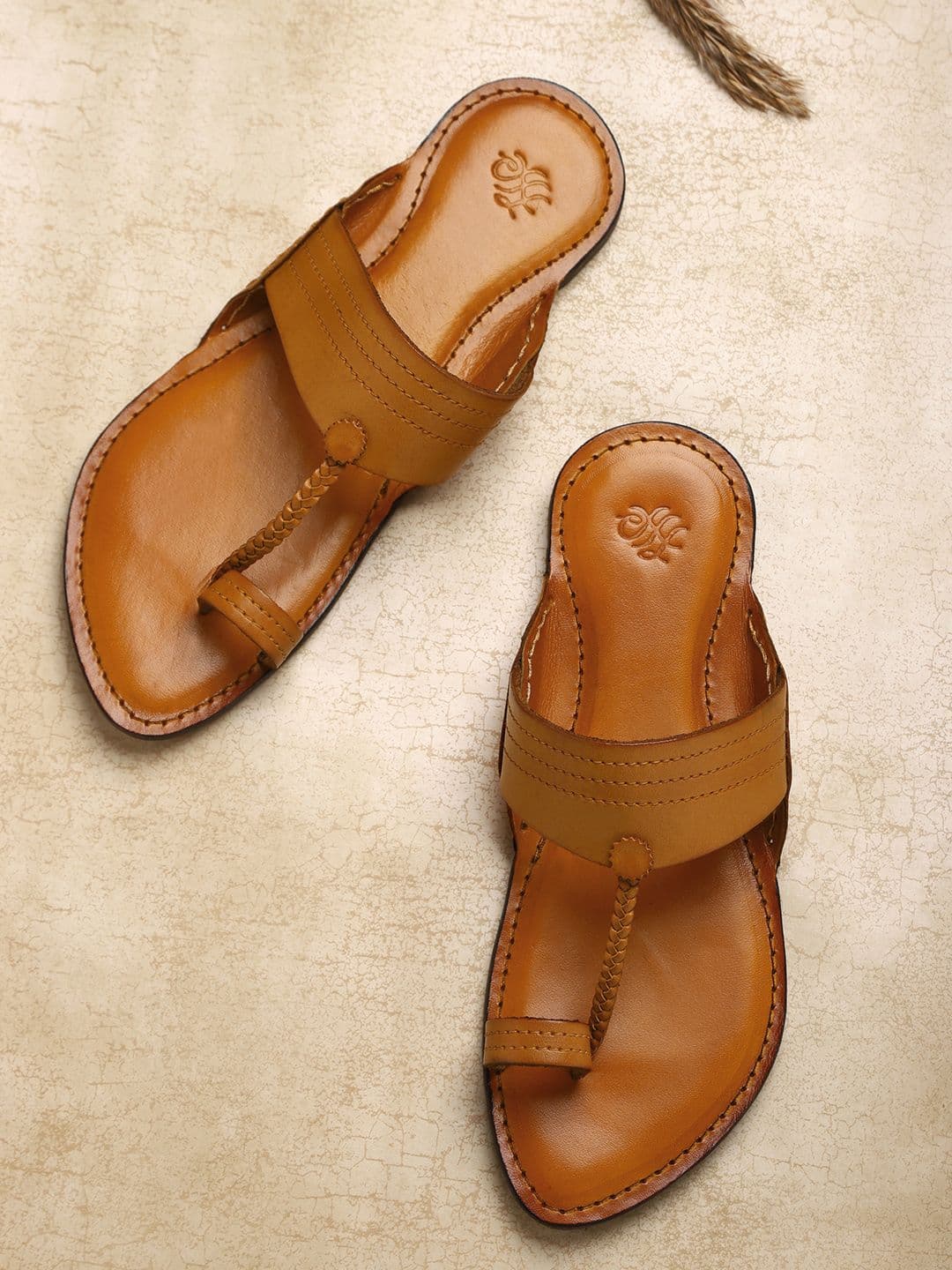 House of Pataudi Men Tan Brown Solid Comfort Sandals - view 1