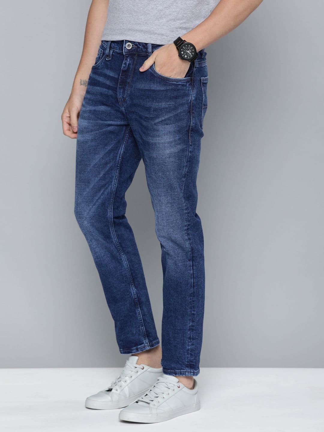 Mast & Harbour Men Blue Slim Fit Mid-Rise Clean Look Stretchable Jeans - view 1