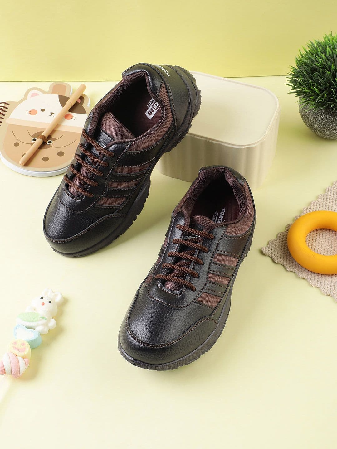 Liberty Force 10 kids Brown Lacing School Shoes - view 1