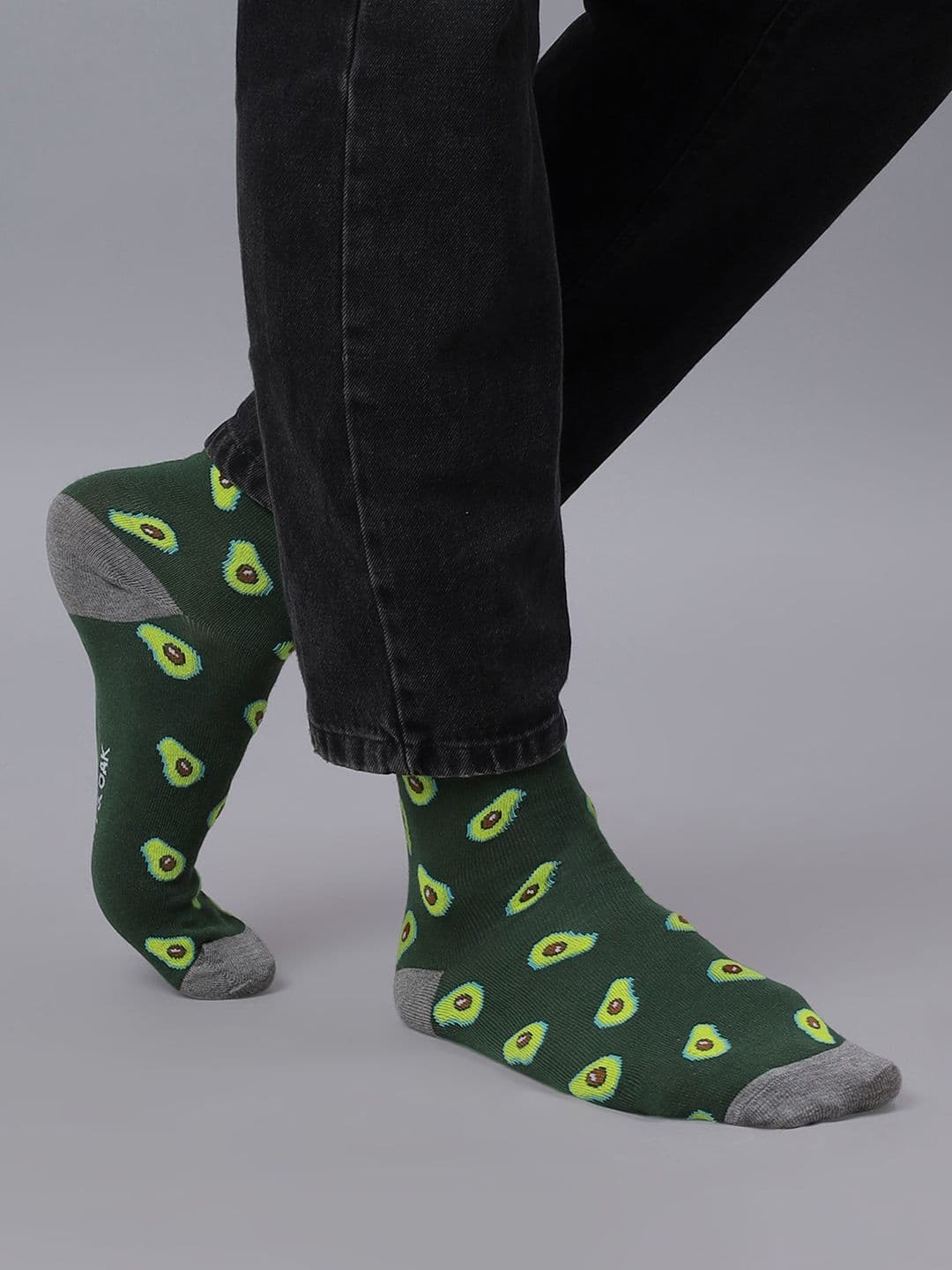 Mint & Oak Men Green Patterned Calf-Length Socks - view 1