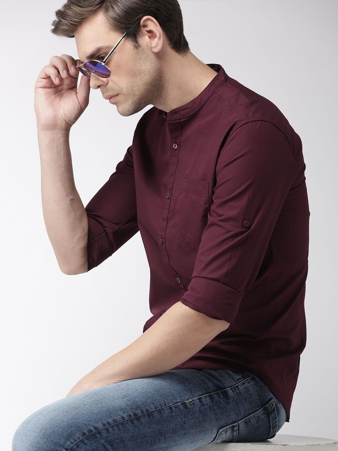 Highlander Maroon Slim Fit Casual Shirt - view 1