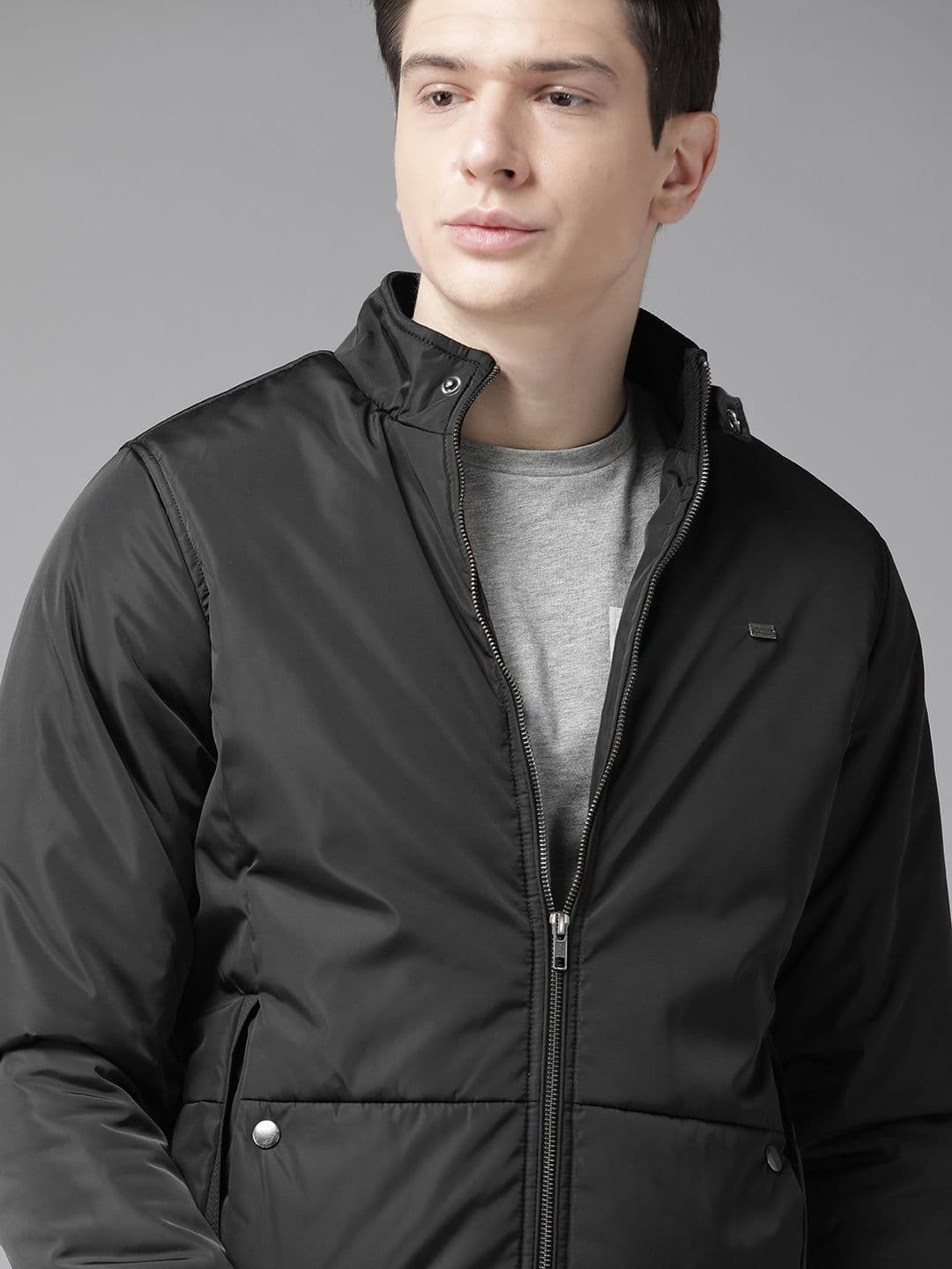 Roadster Men Black Solid Bomber Jacket - view 1
