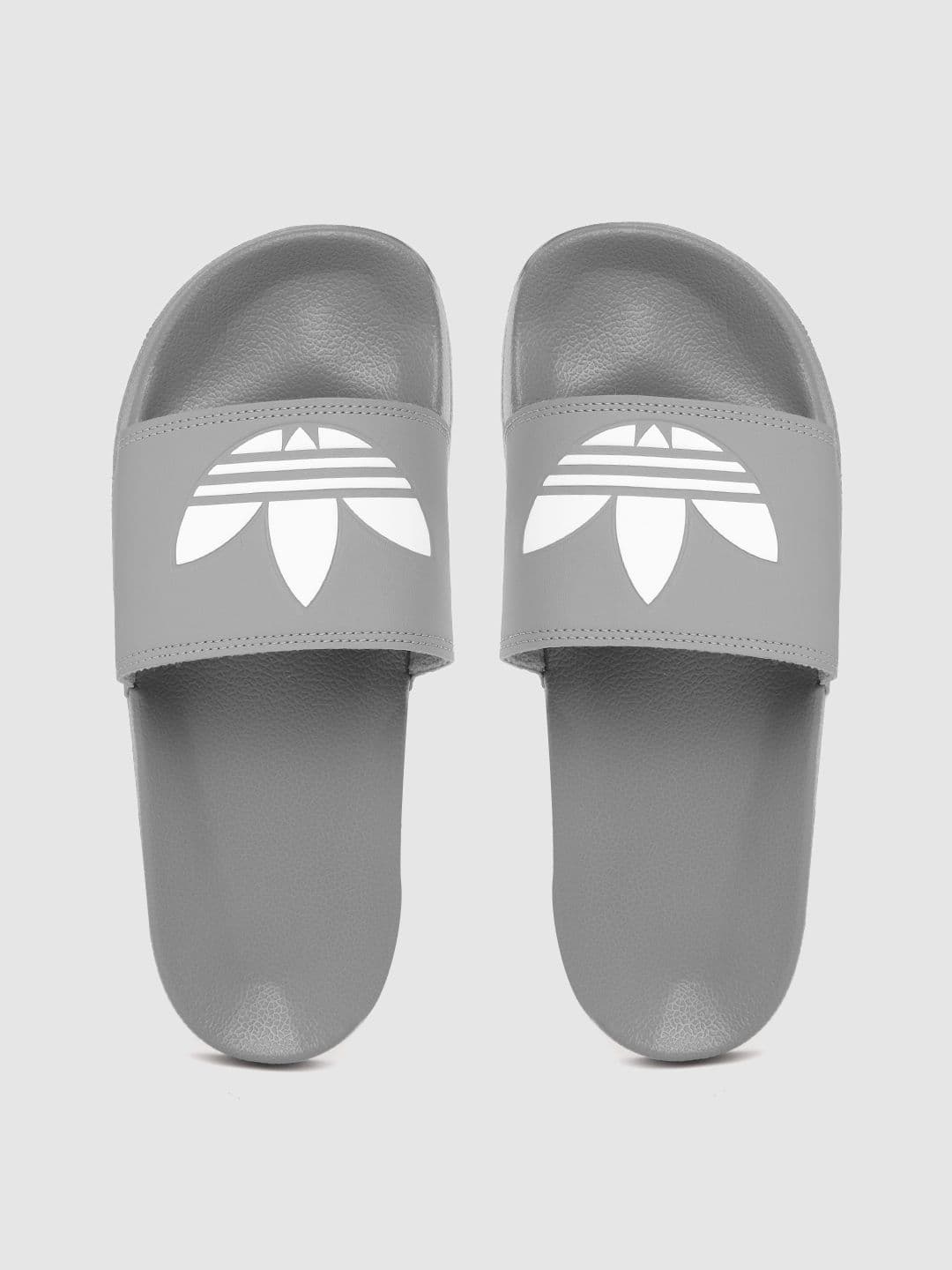 ADIDAS Originals Men Grey & White Brand Logo Print Adilette Lite Sustainable Sliders - view 1