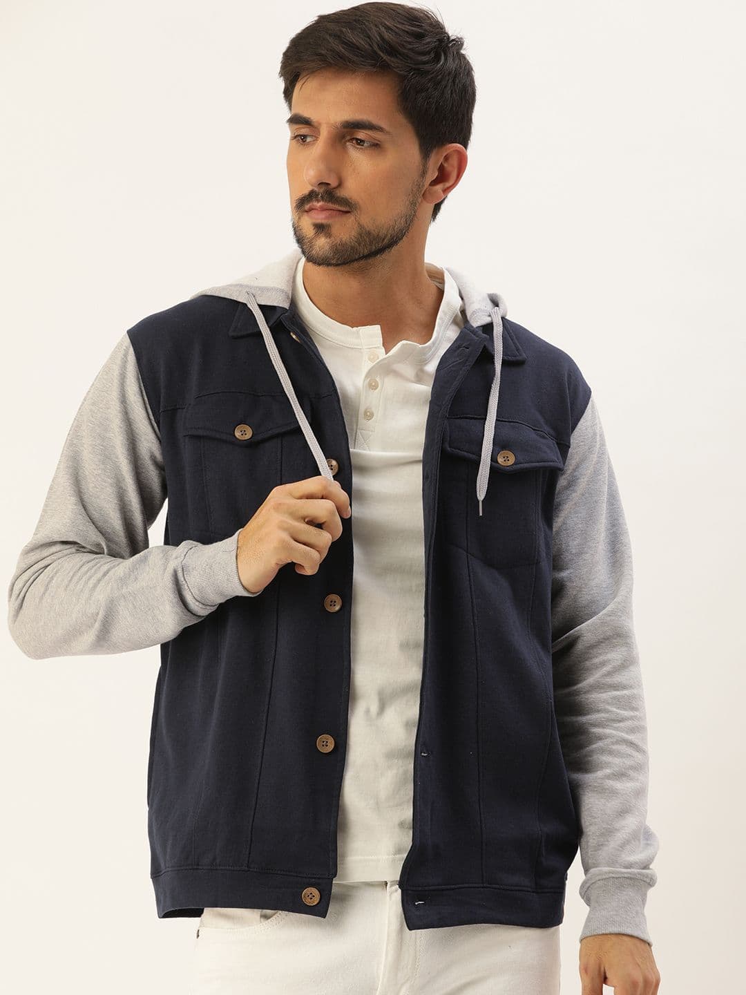 CAHOOT Men Navy Blue Solid Tailored Jacket - view 1