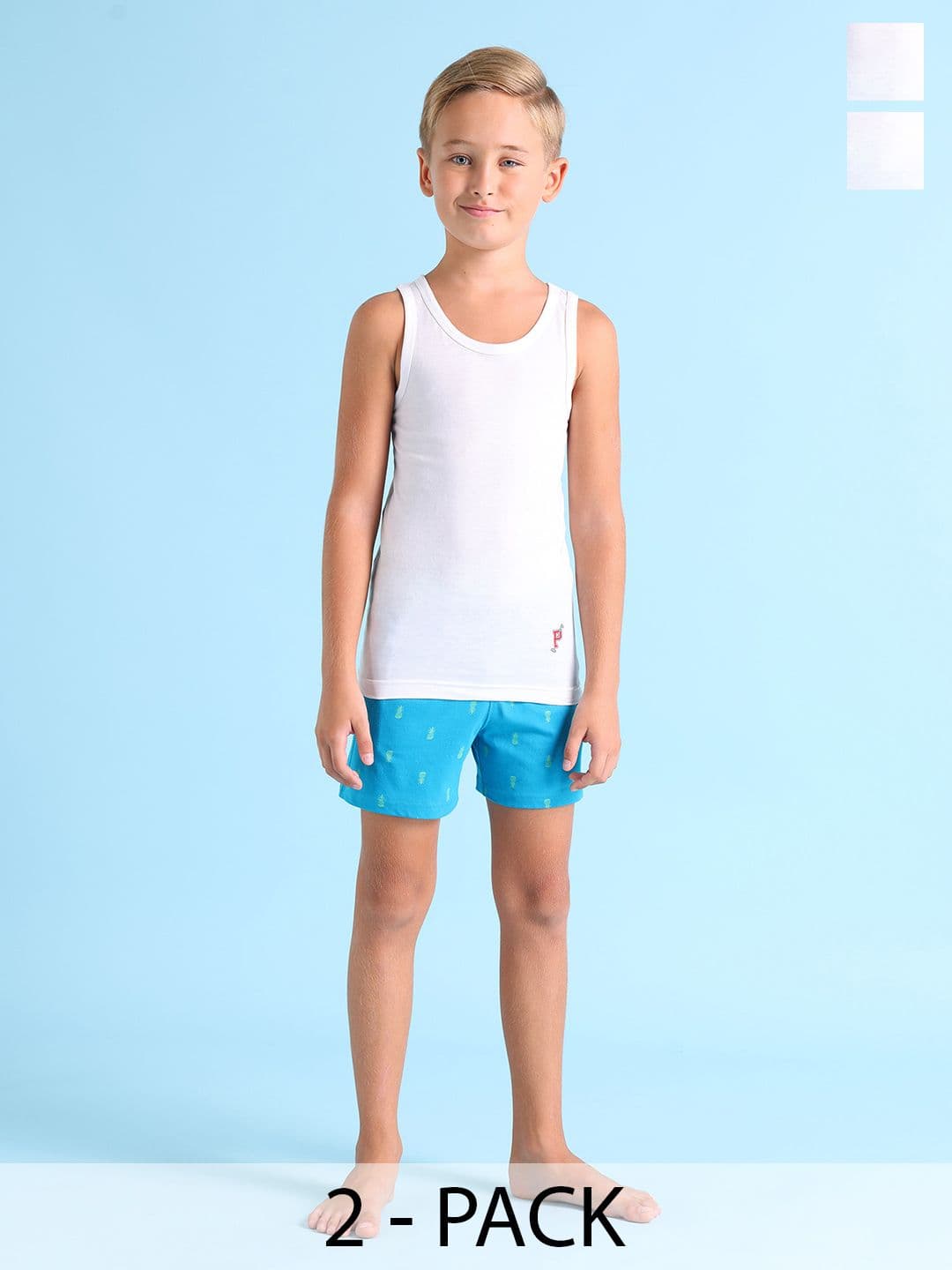 U.S. Polo Assn. Kids Boys Pack of 2 White Solid Innerwear Vests IKVAWHTP2S - view 1