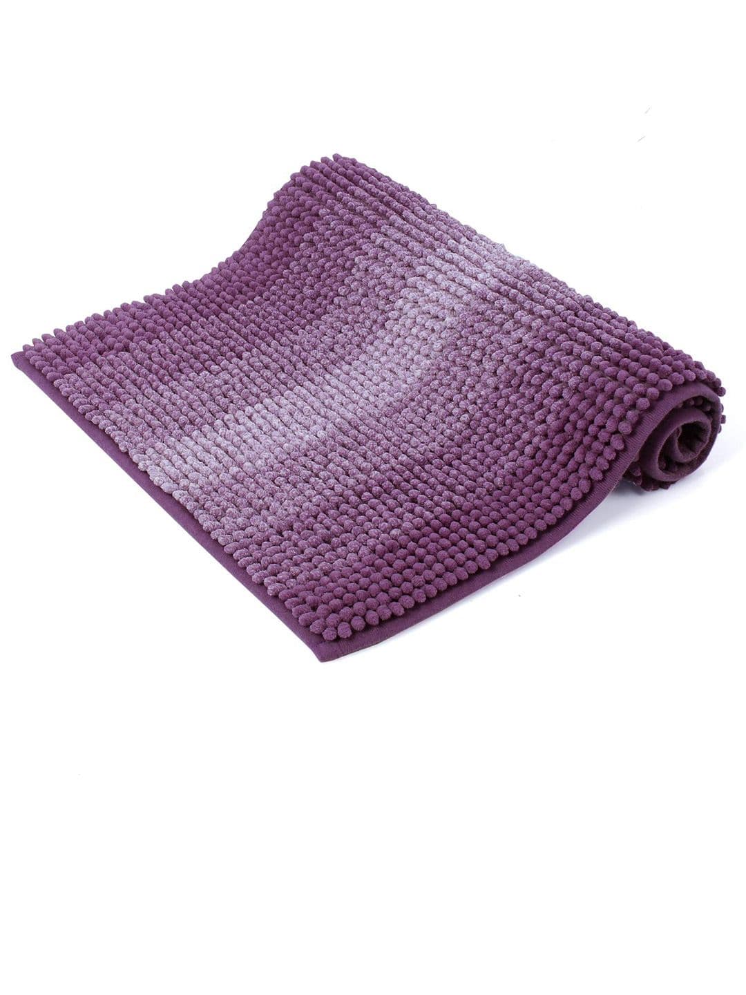 HOKIPO Purple & Lavender-Colour Striped Premium Microfibers Anti-Slip Bath Rug - view 1