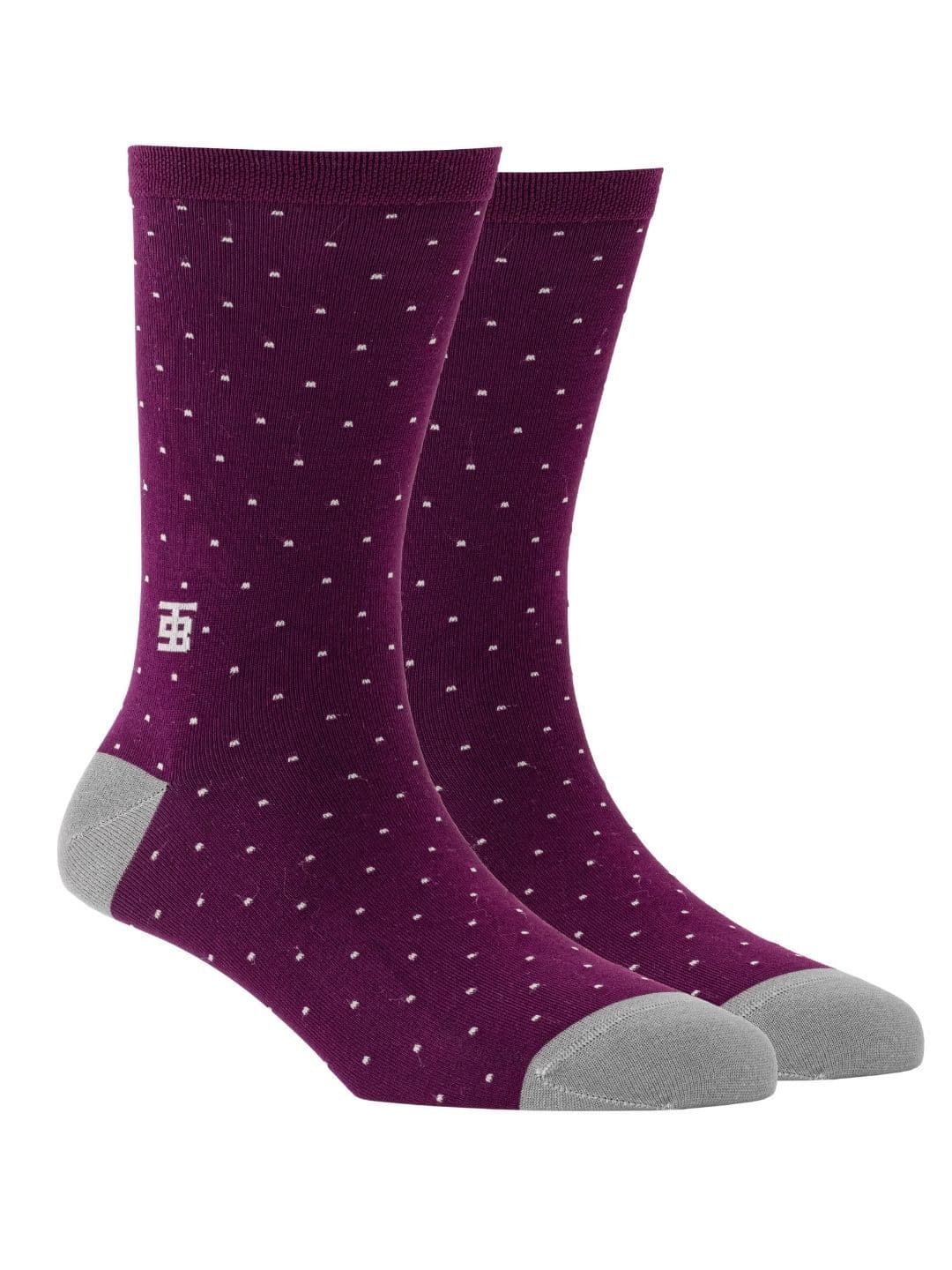 SockSoho Men Purple & White Micro Ditsy Patterned Above Ankle-Length Socks - view 1