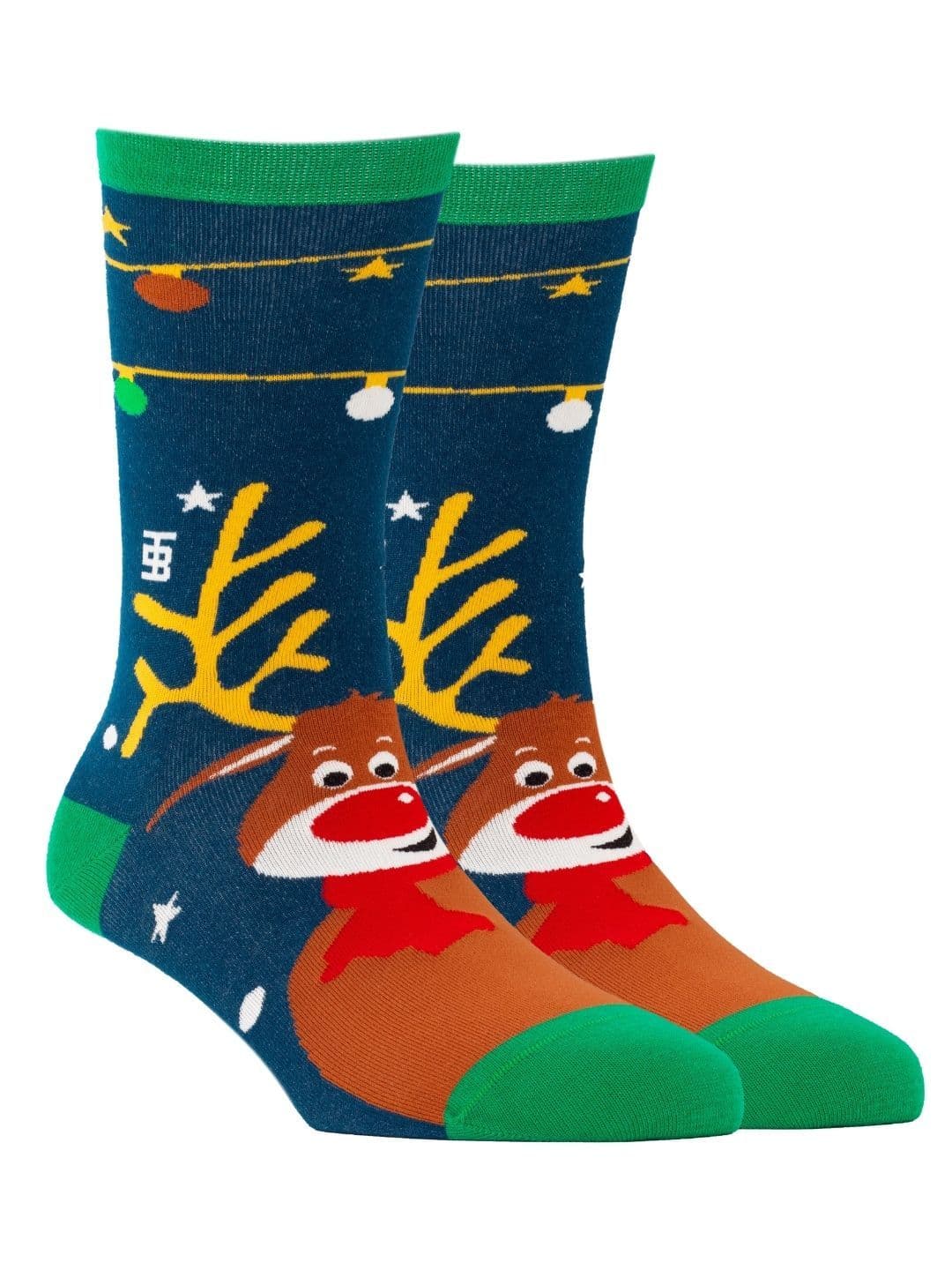 SockSoho Men Navy & Brown Reindeer Patterned Above Ankle-Length Socks - view 1