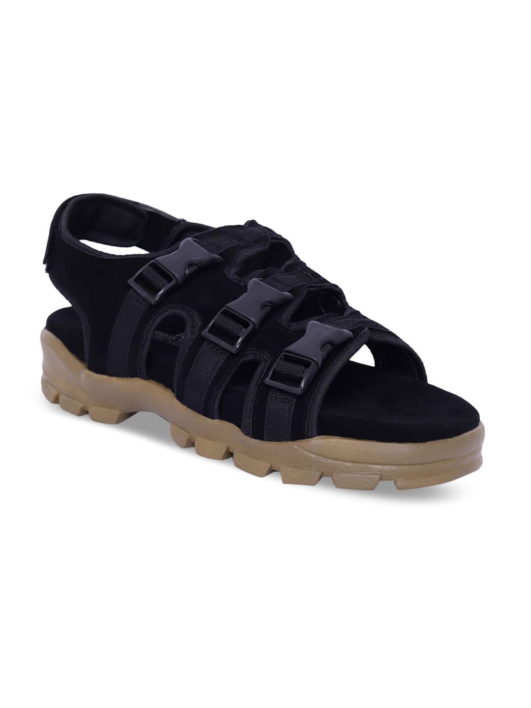Fashion Victim Men Black & Brown Fisherman Sandals - view 1