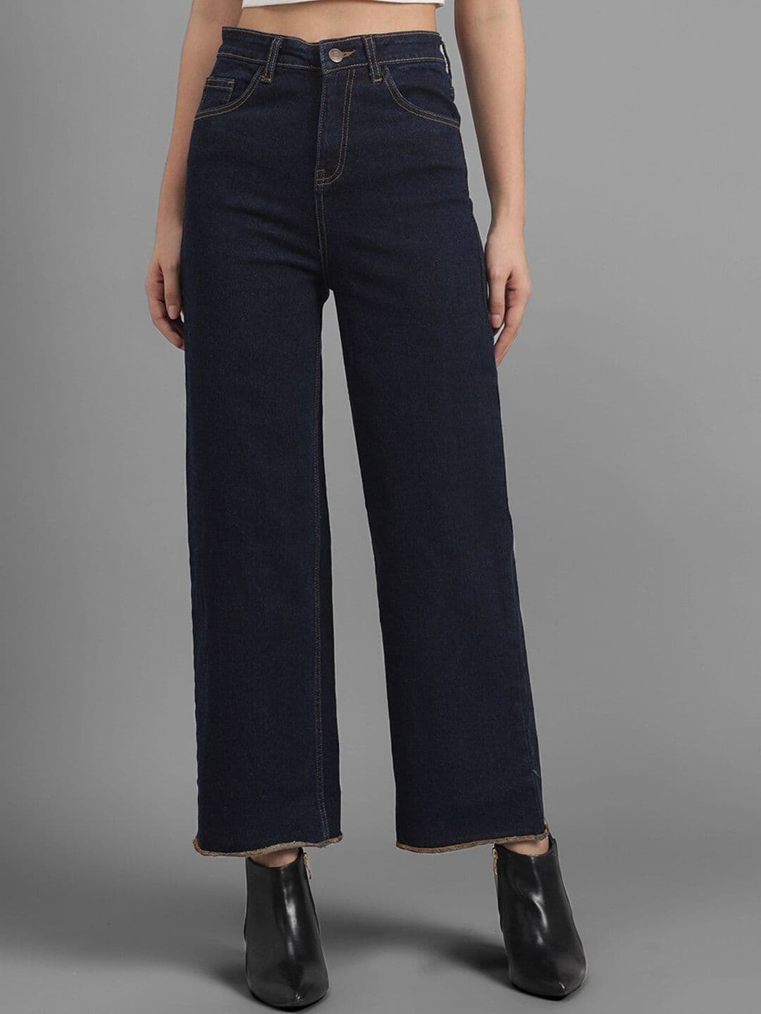 Kotty Women Navy Blue Flared High-Rise Clean Look Jeans - view 1