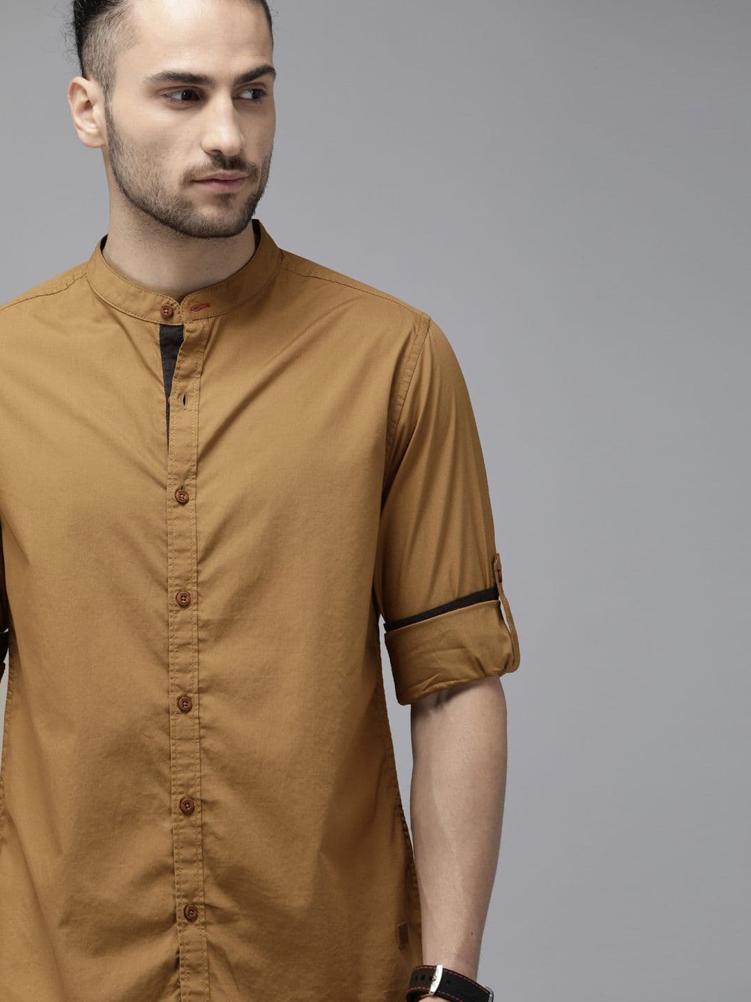 Roadster Men Khaki Regular Fit Solid Casual Shirt - view 1