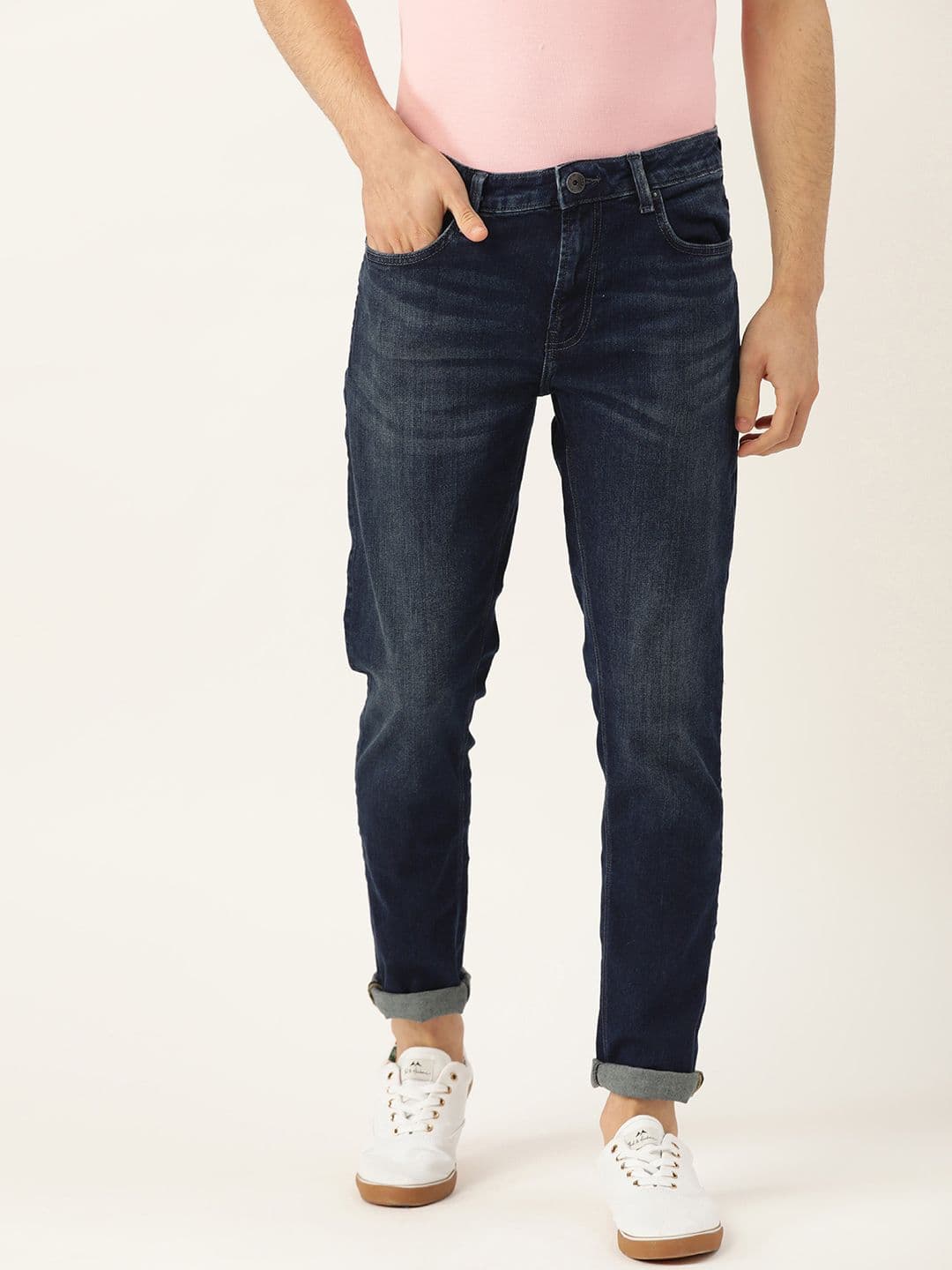 United Colors of Benetton Men Navy Blue Skinny Fit Mid-Rise Clean Look Stretchable Jeans - view 1
