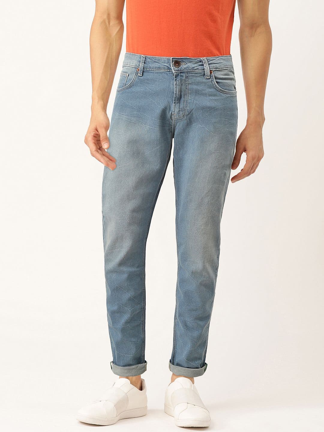 United Colors of Benetton Men Blue Slim Tapered Fit Mid-Rise Clean Look Stretchable Jeans - view 1