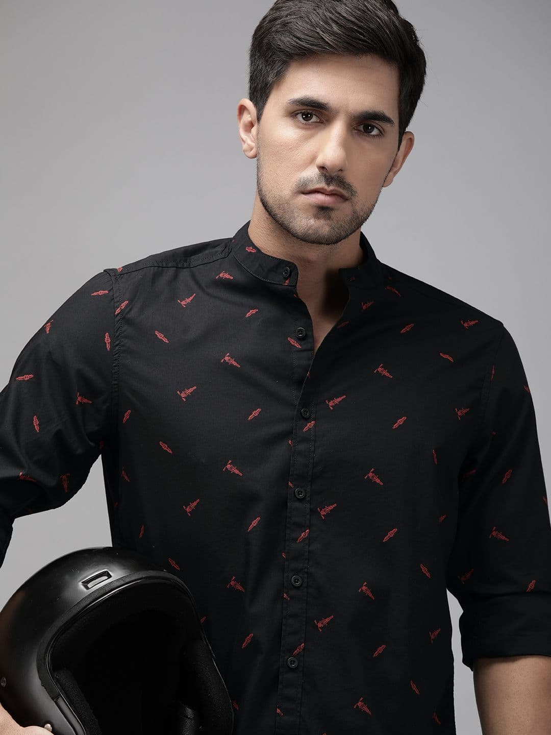 Roadster Men Black & Red Conversational Print Casual Shirt - view 1