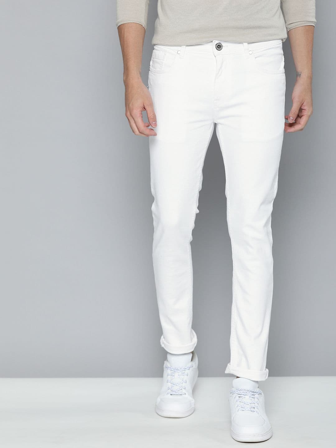 Mast & Harbour Men White Skinny Fit Mid-Rise Clean Look Stretchable Jeans - view 1