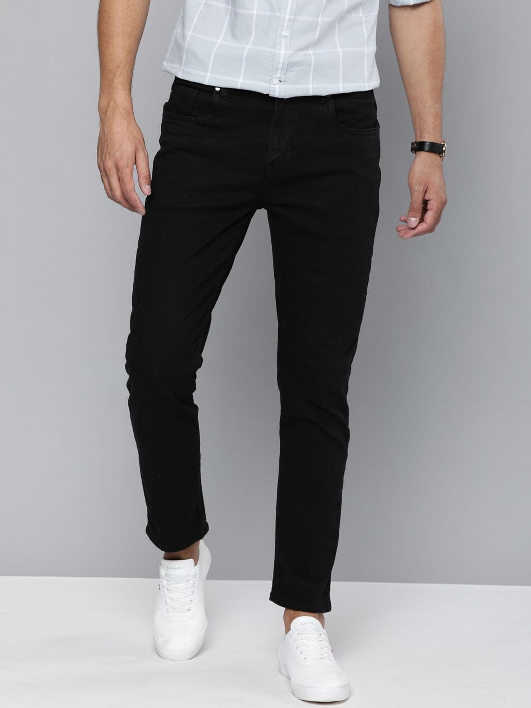 Mast & Harbour Men Black Slim Tapered Fit Mid-Rise Clean Look Stretchable Jeans - view 1