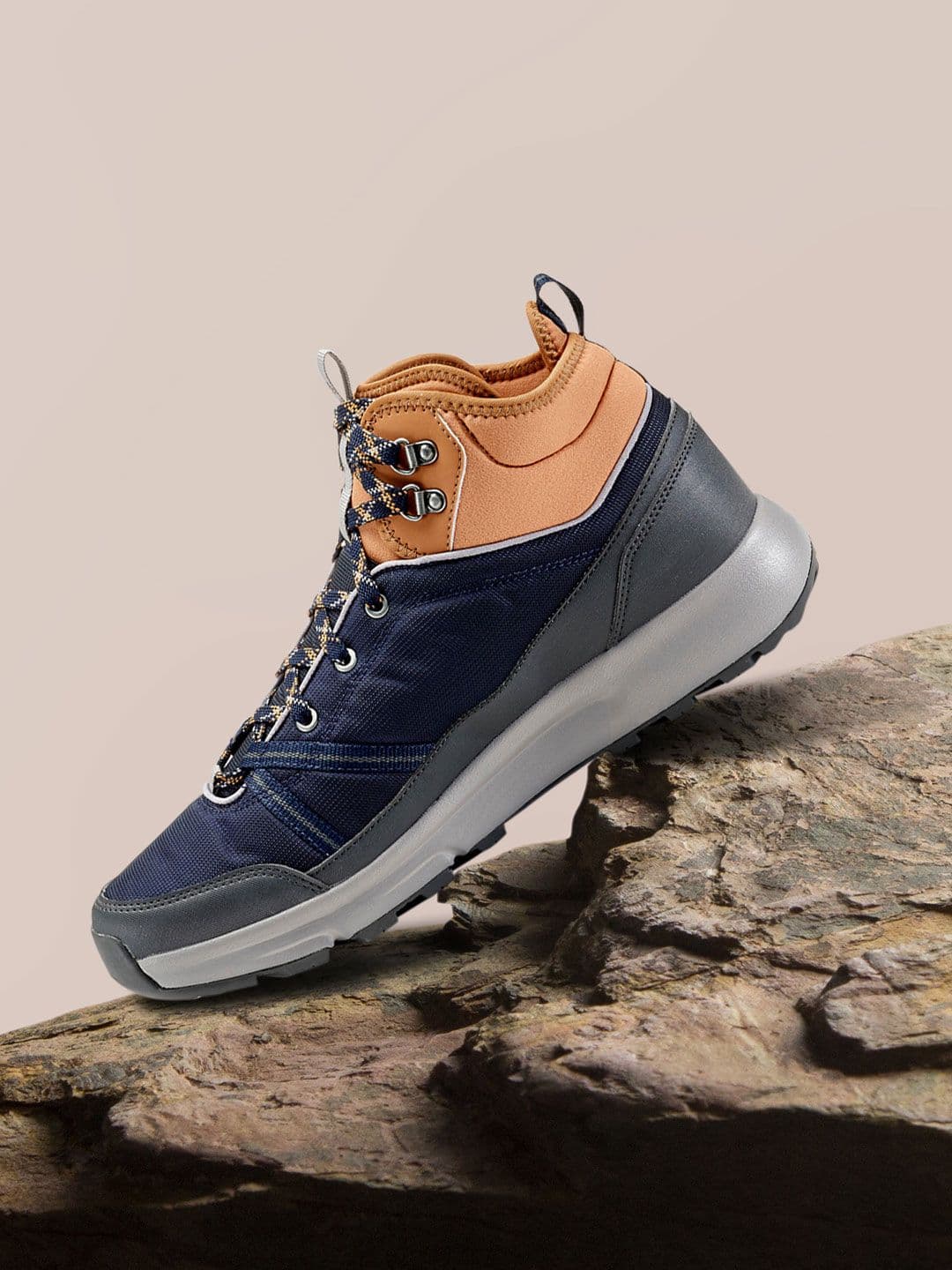 Decathlon Quechua - Men Navy Blue and Brown NH150 Waterproof Hiking Shoes - view 1