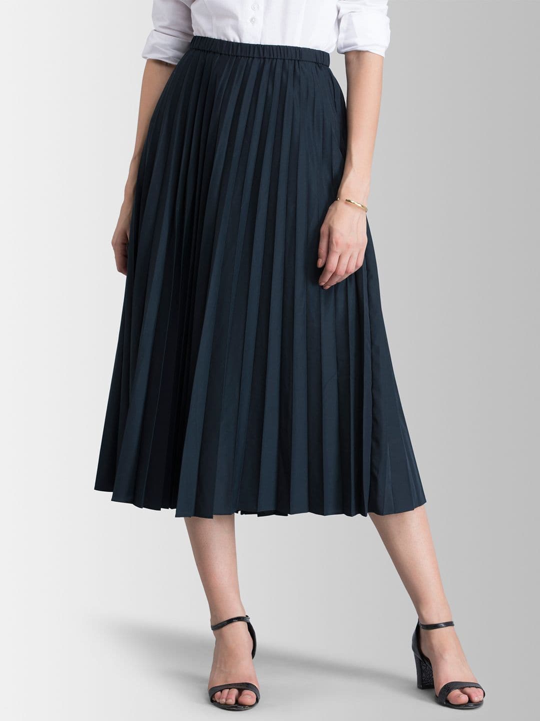 FABLE STREET Black Pleated Flared Midi Skirt - view 1