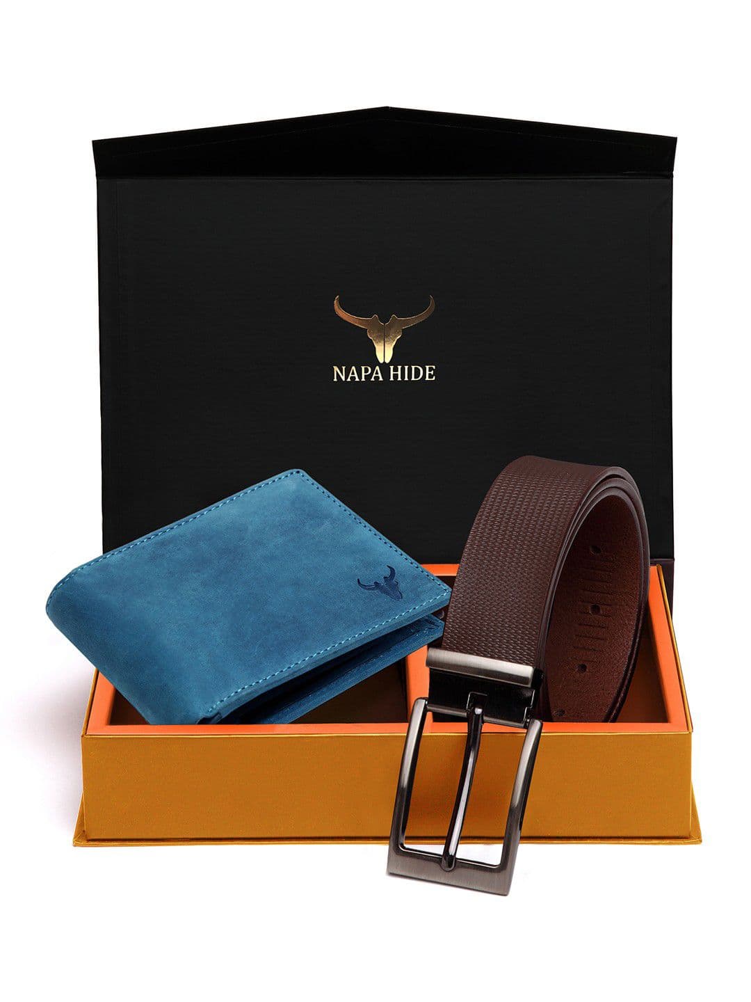 NAPA HIDE Men RFID Protected Genuine Leather Wallet & Belt Accessory Gift Set - view 1