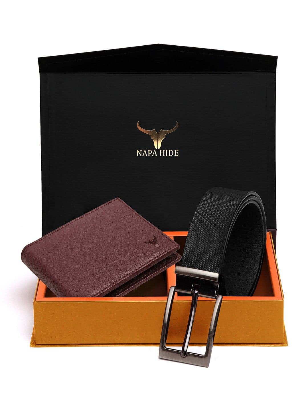 NAPA HIDE Men Black & Brown RFID Protected Genuine Leather Accessory Gift Set - view 1