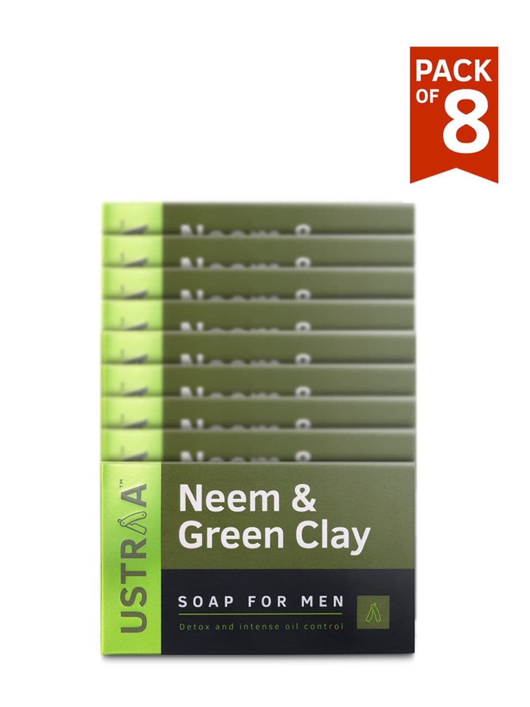 Ustraa Men Pack Of 8 Neem & Green Clay Soap - view 1