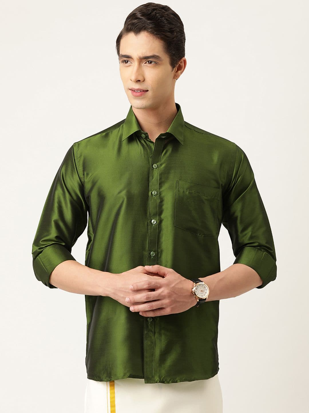 THANGAMAGAN Men Green Regular Fit Solid Casual Shirt - view 1