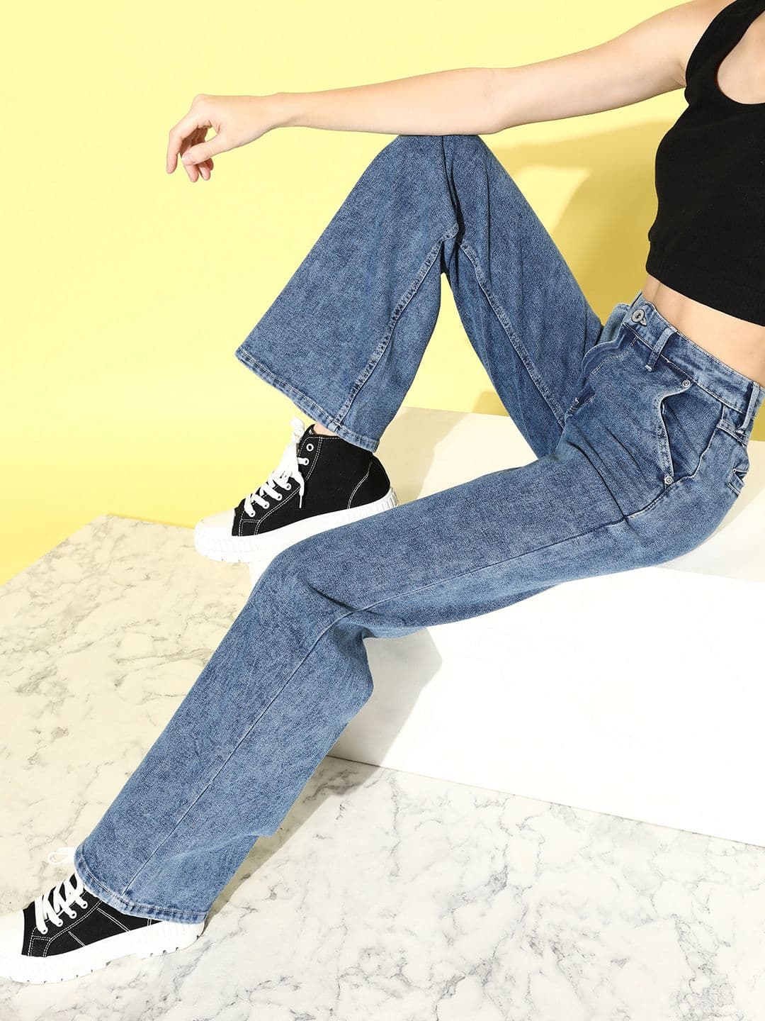 Roadster Women Blue Narrow Wide Leg High-Rise Clean Look Stretchable Jeans - view 1