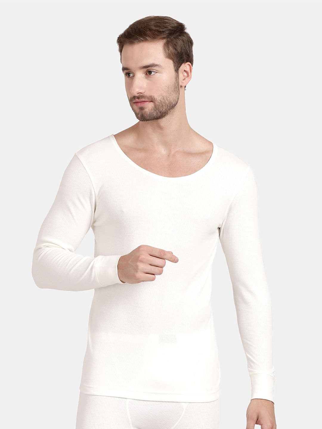 Pepe Jeans Men Off White Solid Thermal Top - view 1