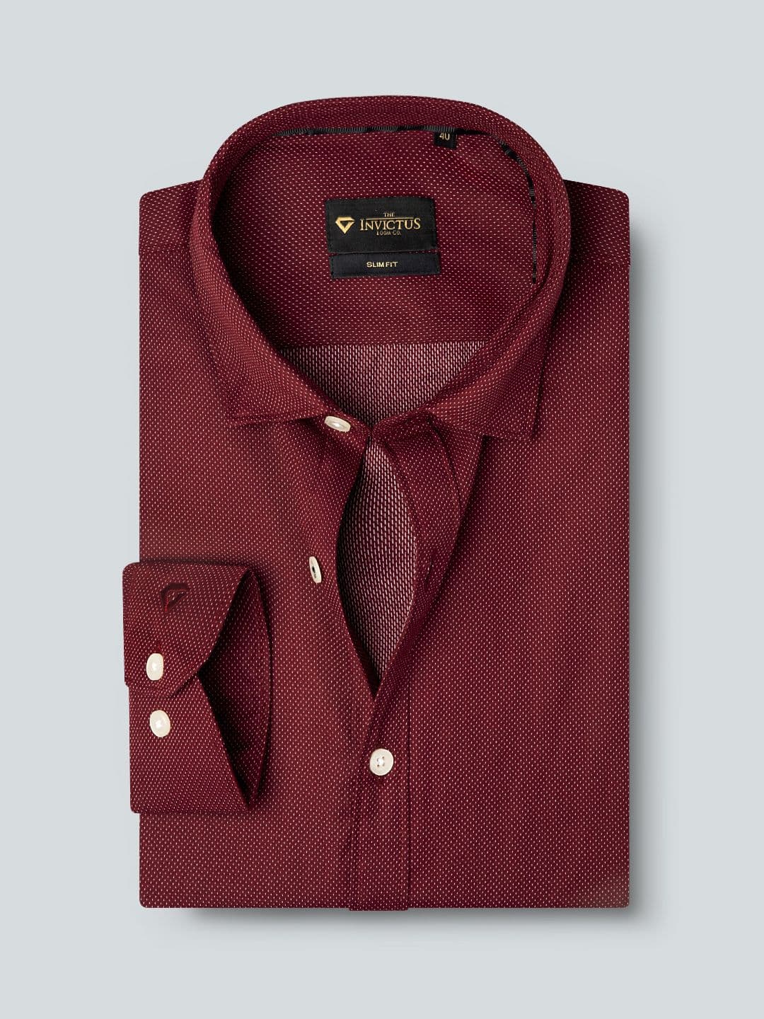INVICTUS Men Easy Care Maroon Self Design Formal Shirt - view 1
