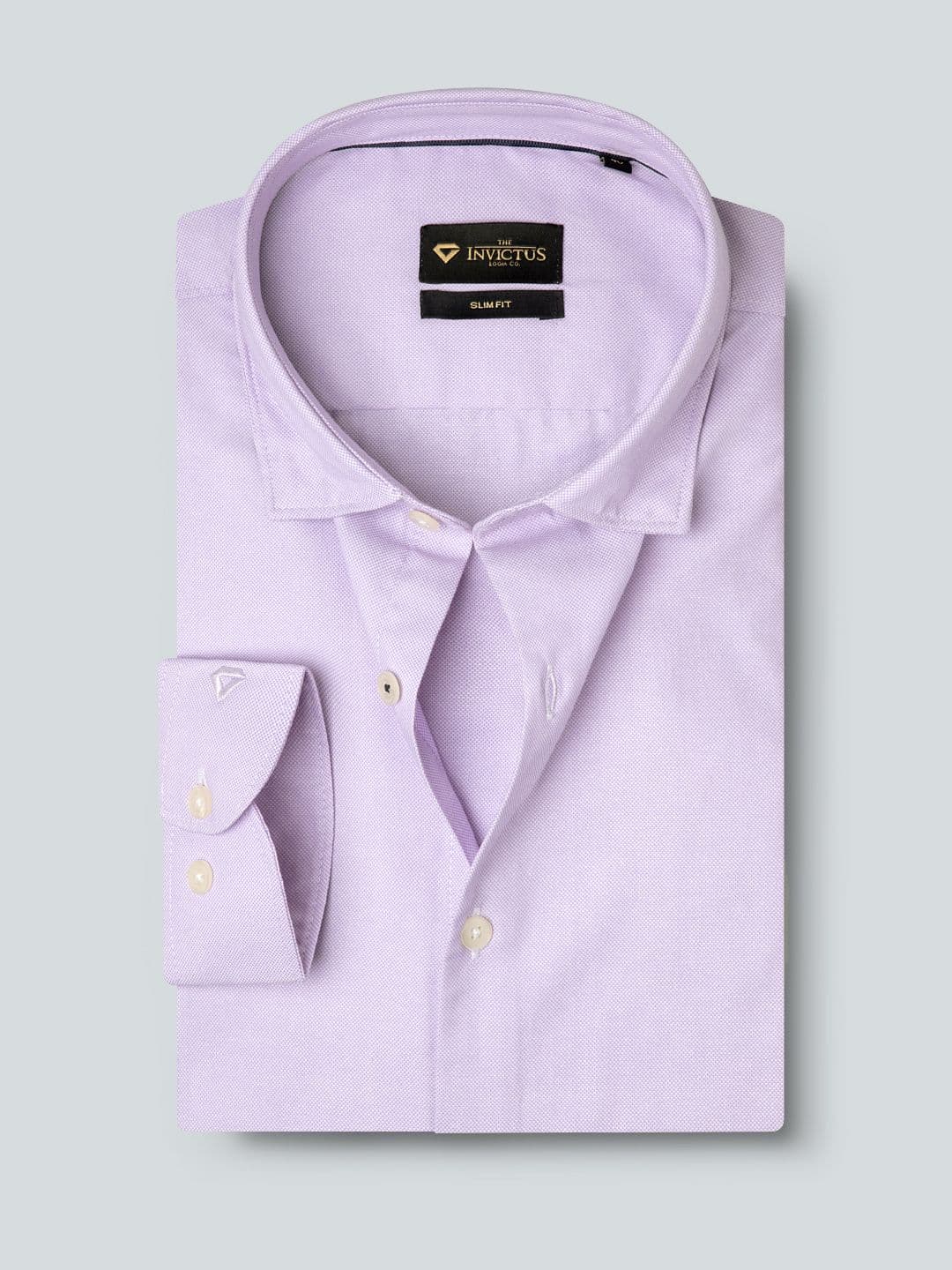 INVICTUS Men Easy Care Lavender Self Design Smart Formal Shirt - view 1