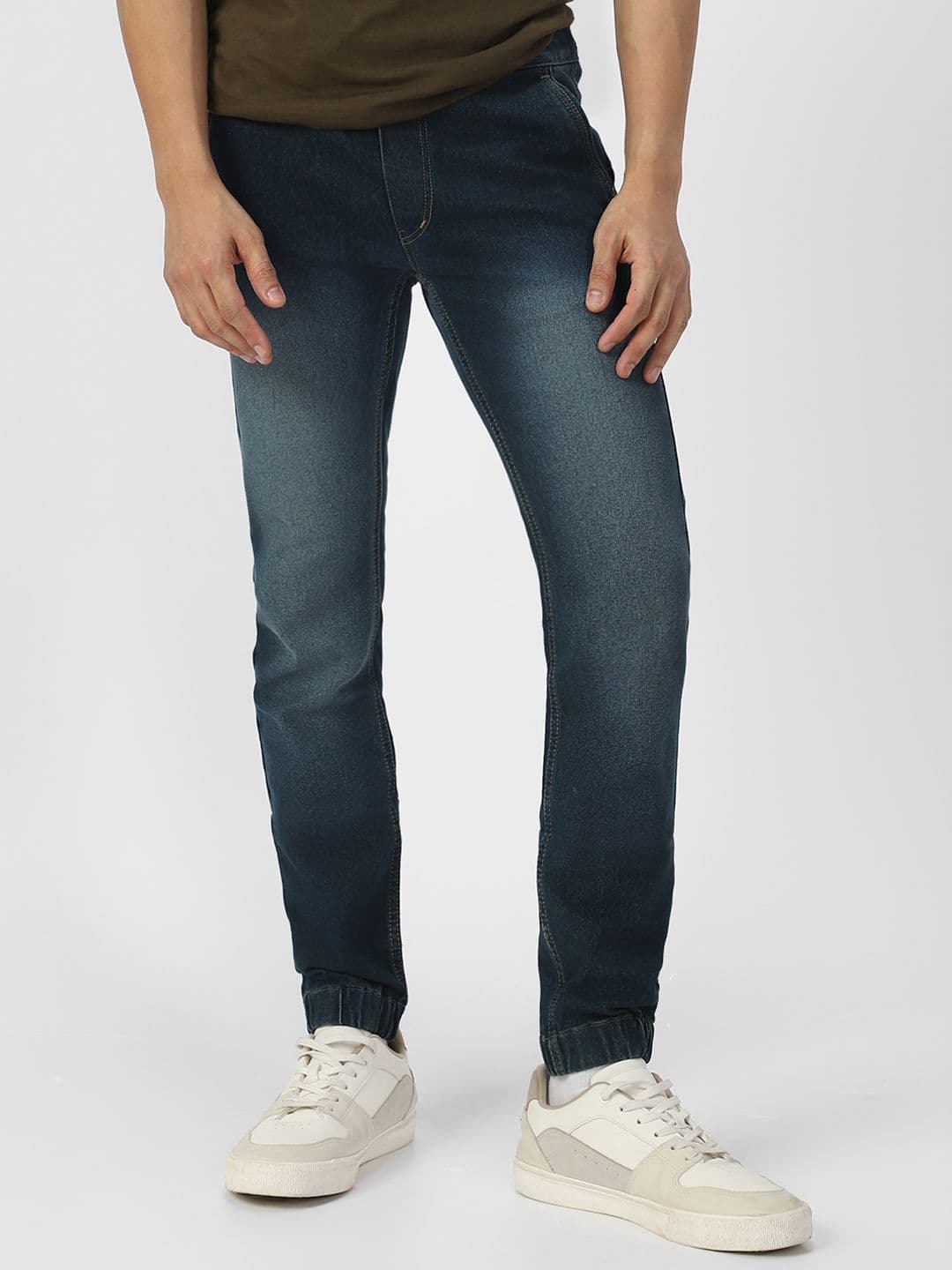 Urbano Fashion Men Blue Slim Fit Mid-Rise Clean Look Stretchable Jogger Jeans - view 1