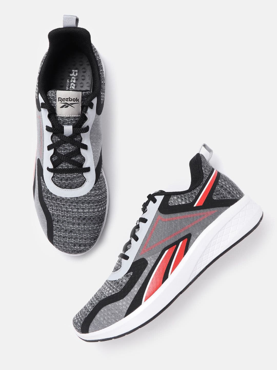 Reebok Men Grey & Black Woven Design JK Lastmile Running Shoes - view 1