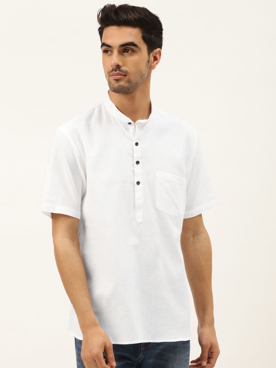 RAJUBHAI HARGOVINDAS Men White Solid Straight Kurta - view 1