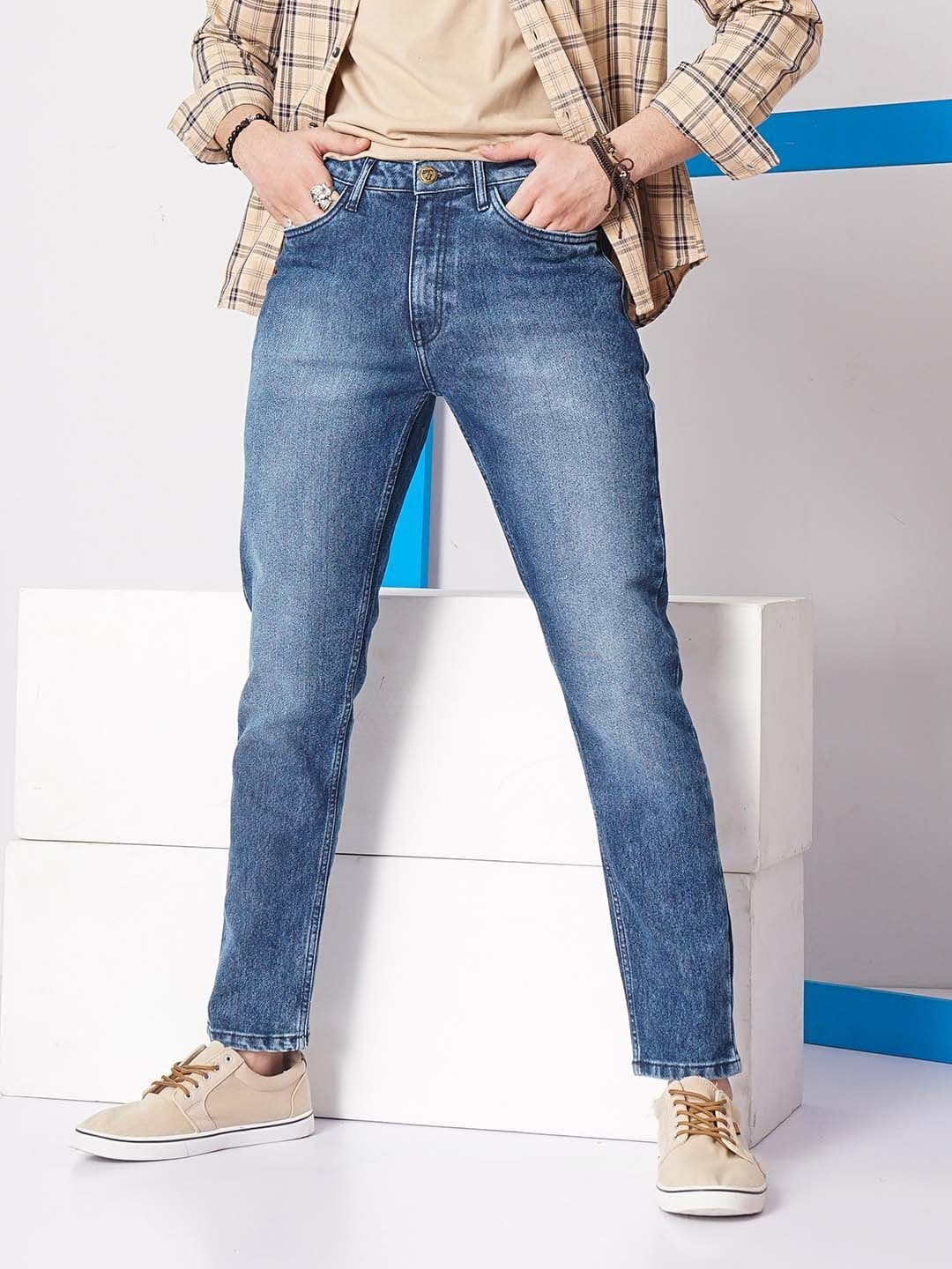 The Indian Garage Co Men Blue Slim Fit Low-Rise Clean Look Stretchable Jeans - view 1