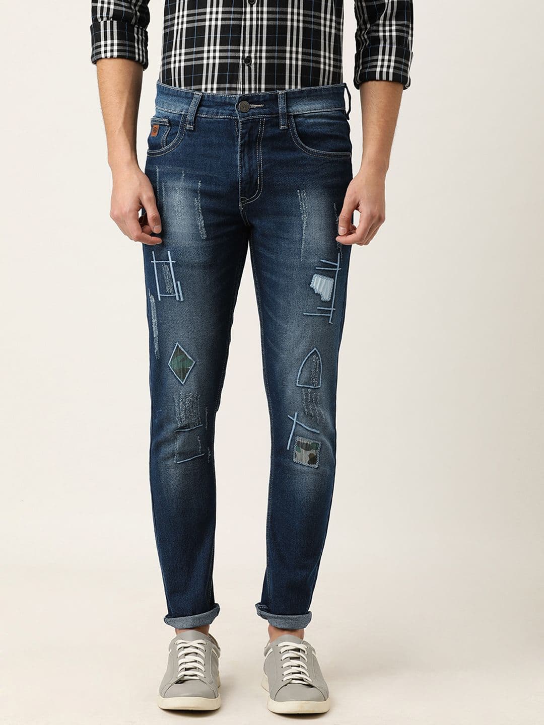 CAHOOT Men Blue Slim Fit Mid-Rise Mildly Distressed Jeans - view 1