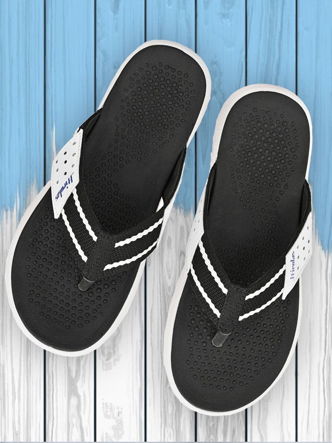 HIROLAS Men Black & White Solid Thong Flip-Flops - view 1