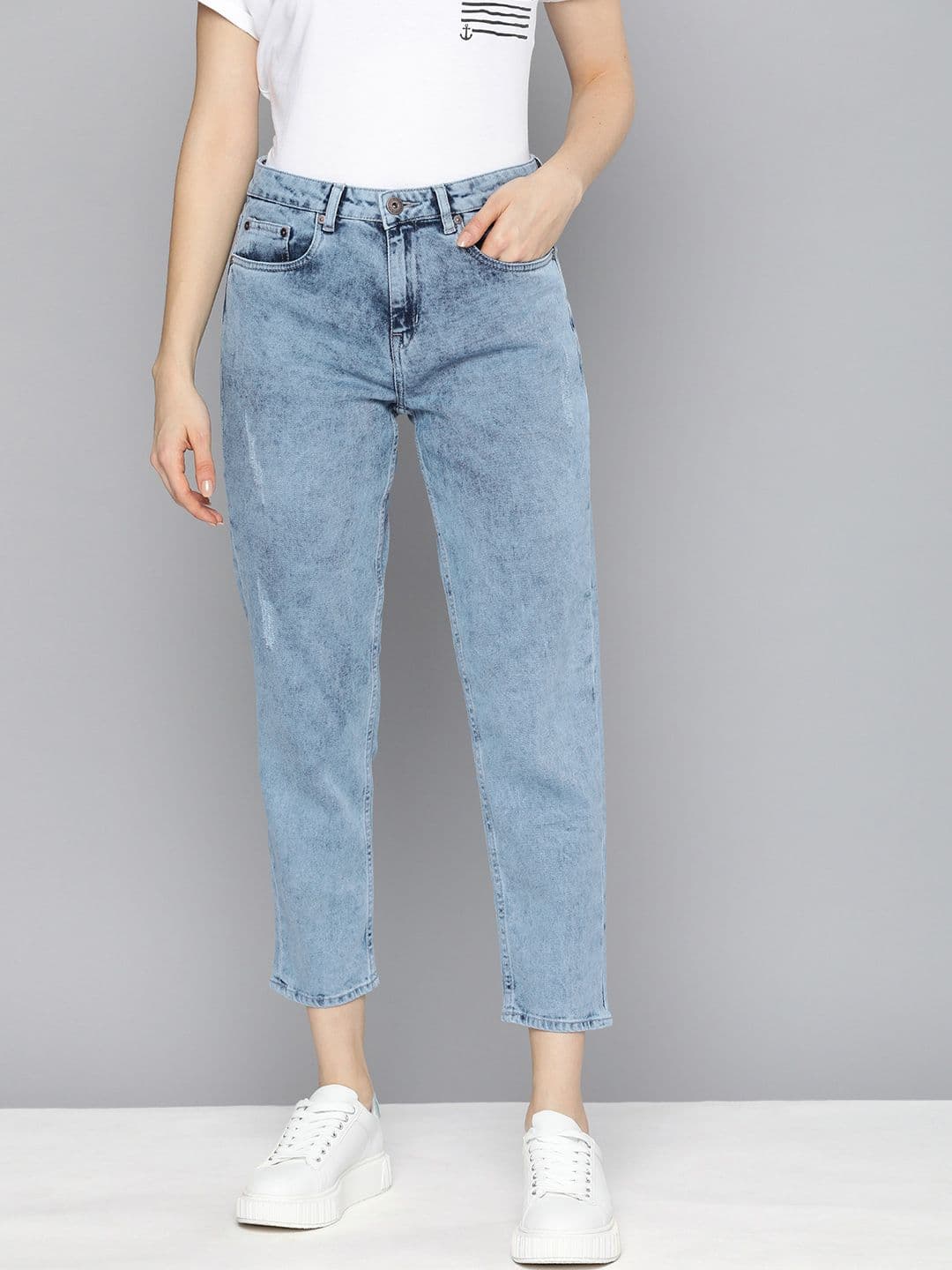 Chemistry Women Blue Mom Fit HIgh-Rise Faded Look Cropped Jeans - view 1