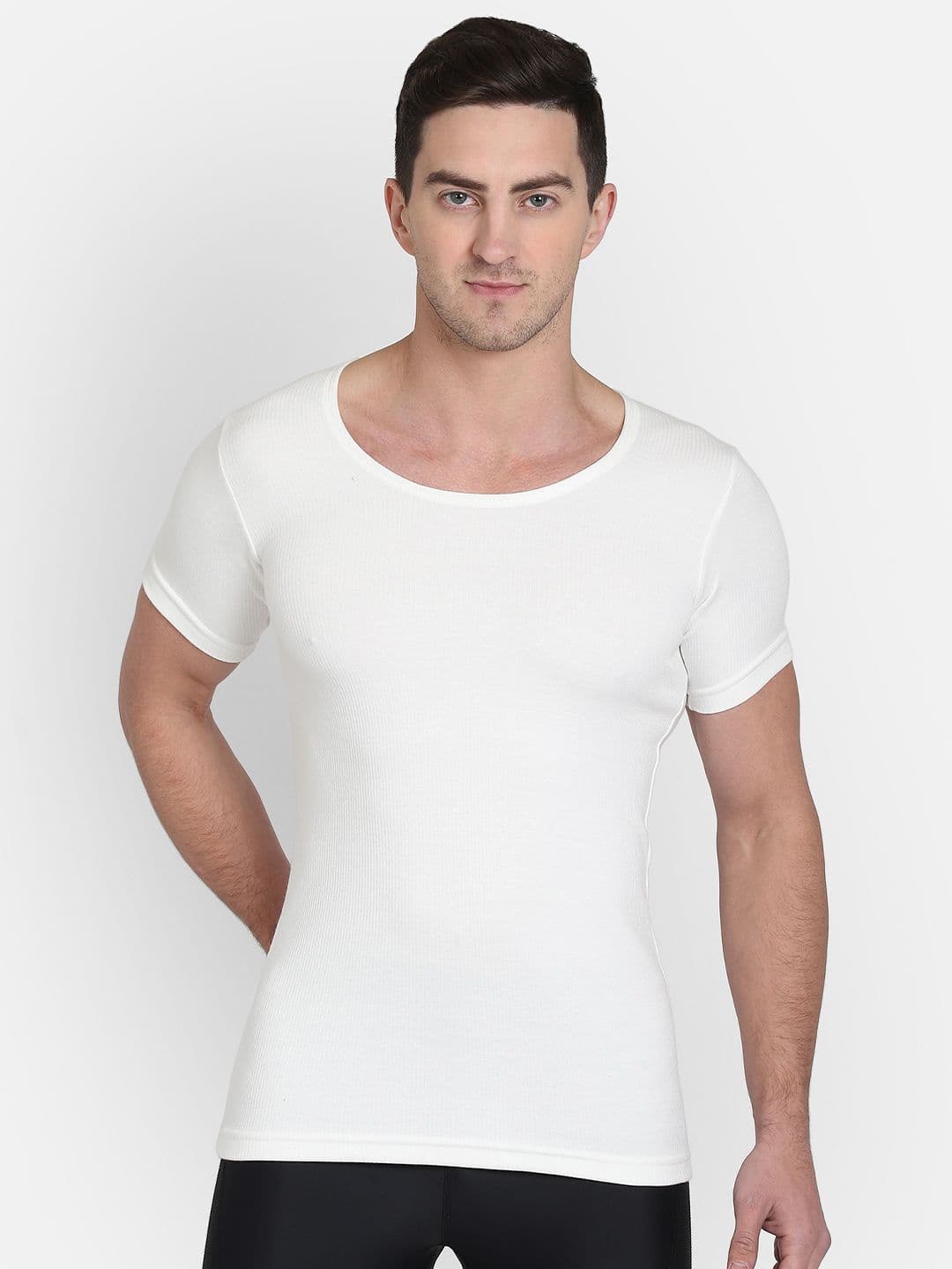 DYCA Men Off-White Solid Thermal T-shirt - view 1