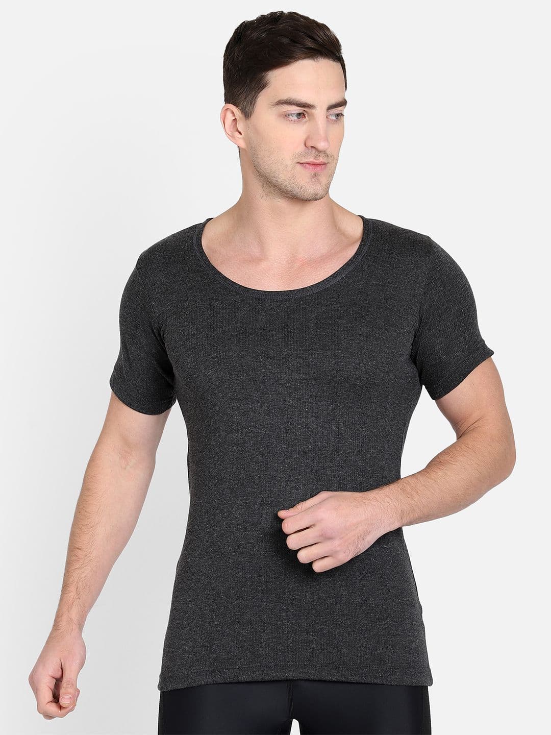 DYCA Men Charcoal Grey Solid Thermal T-shirt - view 1